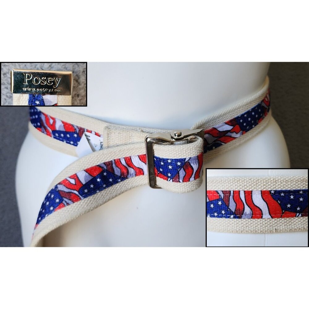 Posey Patriotic Red White And Blue American Flag‎ Print Web Military Belt 52”